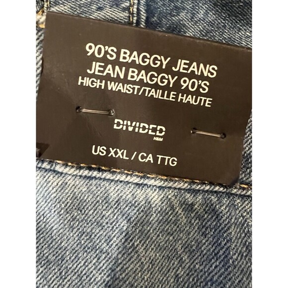 H&M Divided Jeans Womens 90’s High Waist Baggy Jeans Y2K Blue Medium Wash XXL - Picture 9 of 9